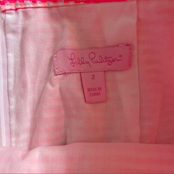 Lilly Pulitzer Thyme Skirt Party Fiesta Pink Peplum Neon Gingham - Picture 8 of 9